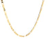 The 22-inch Figaro link chain Necklace, crafted with 14k gold-filled material, features a blend of rectangular and oval links that shines elegantly against a plain white background, showcasing its timeless design.